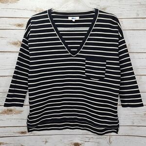 Madewell 3/4 Sleeve Pullover Navy with White Stripes Size Small